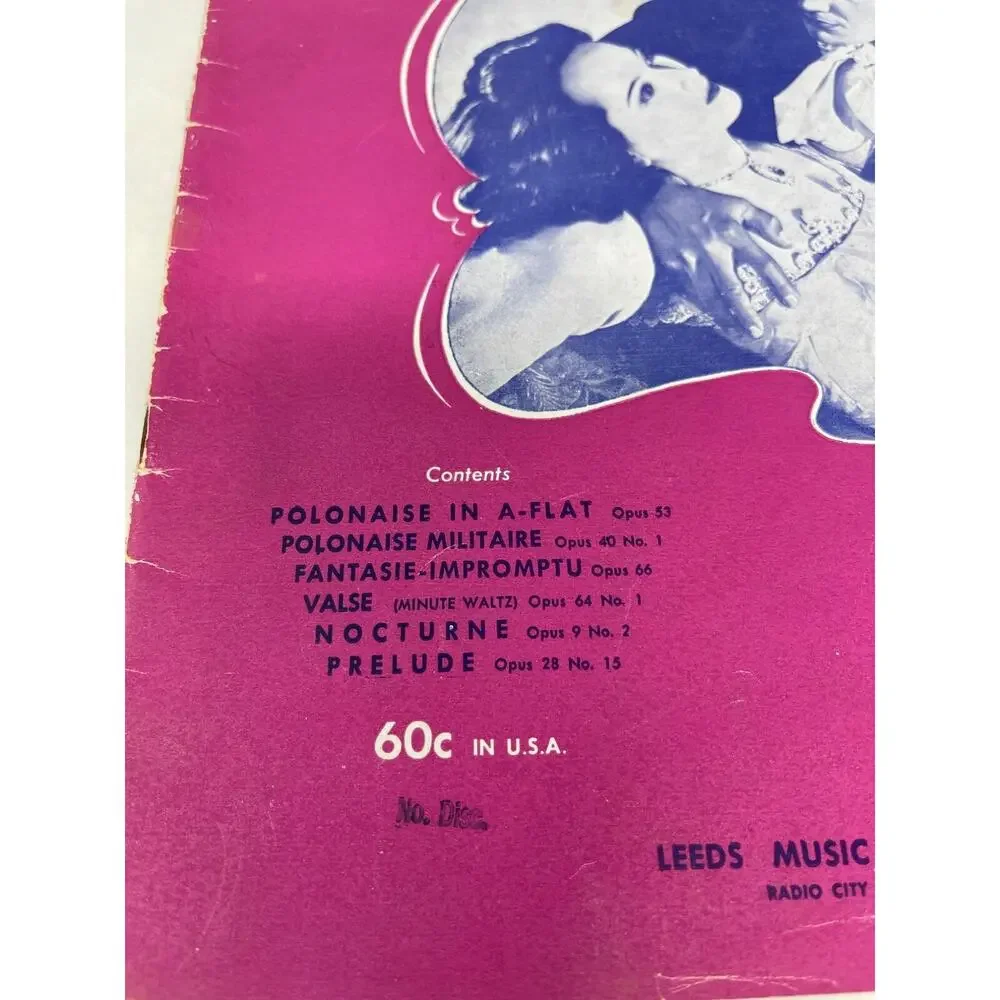 1945 Vintage Souvenir Album of Piano Music by Frederic Chopin Song Book‎